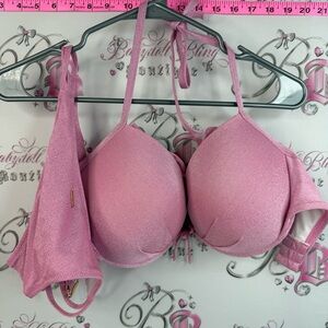 Victoria's Secret set bikini top bottom Shimmery Light Pink Push-Up Bikini Top